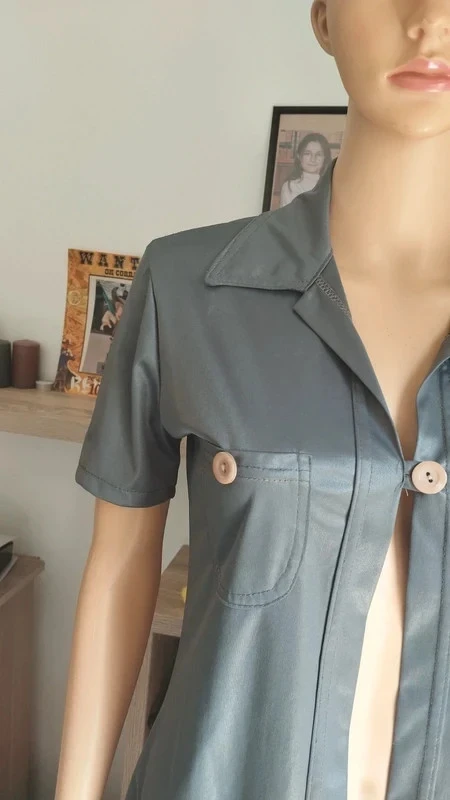 Women's grey overshirt – Short sleeves – Vintage style – One size (see measurements) – photo 11